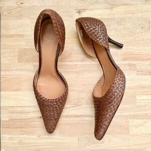 90s Woven Leather Pointed Toe Heel Size 9.5